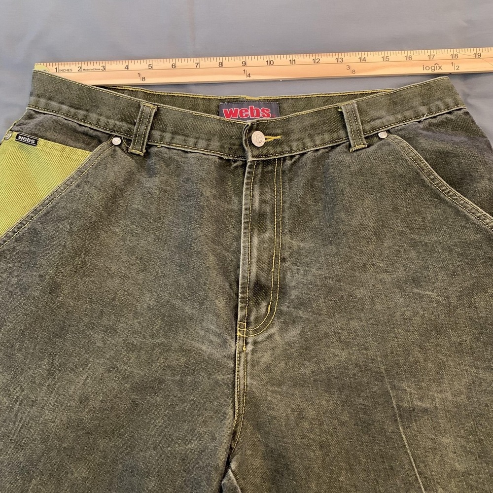 Webs Baggy Carpenter Cargo Shorts Mens 38 Gray Denim Utility Pockets Contrast - Picture 4 of 10